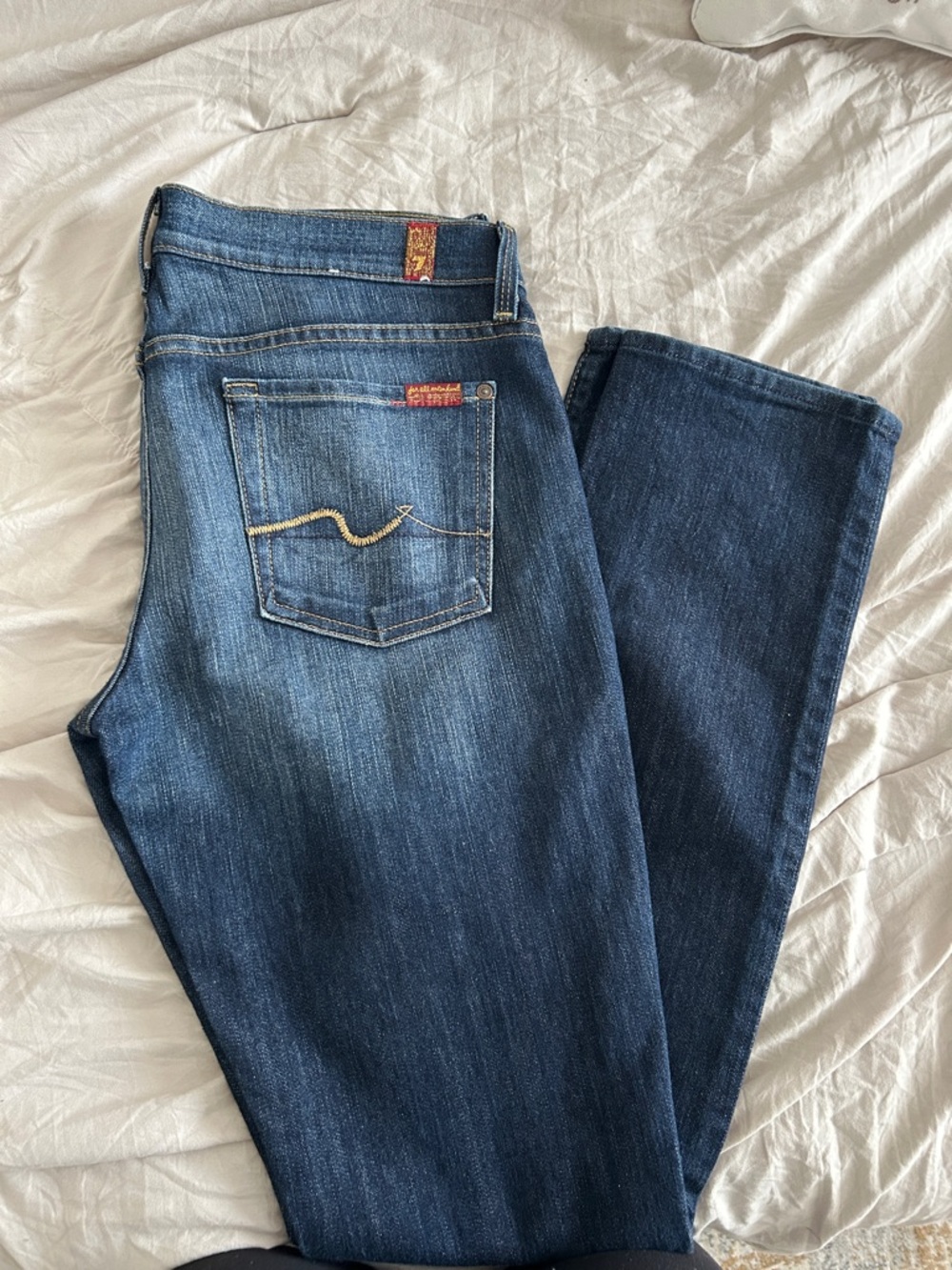 7 For All Mankind Dark Blue Straight Leg Jeans